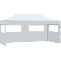 vidaXL Tente de réception Pop-Up avec parois latérales Pliable 3x6 m Acier blanc