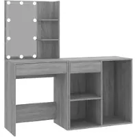 vidaXL Coiffeuse LED avec armoire Gris Sonoma Bois composite