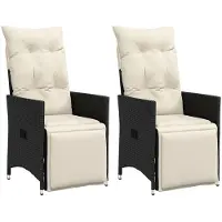 vidaXL Fauteuil de jardin avec coussin 2 pcs. Réglable Noir Poly Rattan