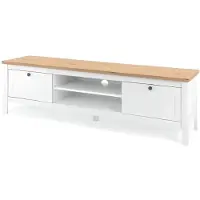 CALICOSY - Meuble TV 2 tiroirs L160 cm -Reproduction Blanc - BERGEN