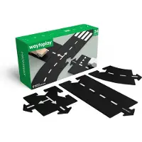 Waytoplay Circuit flexible pour voitures - - Circuit Autoroute - 24 pièces - Résistant à l'eau - Noir