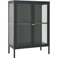 vidaXL Sideboard Anthracite 75x35x105 cm Acier et verre