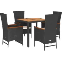 vidaXL Ensemble de jardin 5 pièces avec coussins Noir Poly Rattan