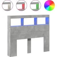 vidaXL Tête de lit LED avec étagères gris béton 120x17x102 cm