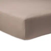 Vitality Pur - Drap-housse 100% coton - Fendu - Jersey stretch - Taupe - 140x200