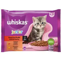 Whiskas Junior sachet 52x85g Classic Meals nourriture humide pour chatons en sauce avec du bœuf et du poulet