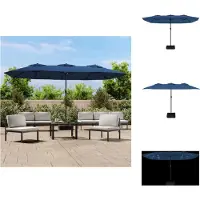 vidaXL Parasol double avec lampes LED bleu azur 449x265 cm