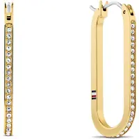 Tommy Hilfiger Oval gold-plated earrings with crystals Dog Tag 2780866