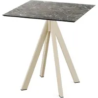 Veba Infinity - Table de patio, structure couleur sable + plateau HPL effet marbre Galaxy, 70 x 70 cm, 1 pièce