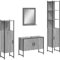 vidaXL Ensemble de meubles de salle de bain 4 pièces Gris Sonoma Bois composite