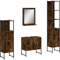 vidaXL Ensemble de meubles de salle de bain 4 pièces chêne fumé bois composite