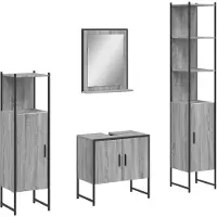 vidaXL Ensemble de meubles de salle de bain 4 pièces Gris Sonoma Bois composite
