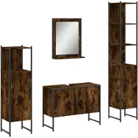 vidaXL set de meubles de salle de bain 4 pièces chêne fumé matériau dérivé du bois