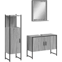 vidaXL Ensemble de meubles de salle de bain 3 pièces Gris Sonoma Bois composite