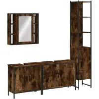 vidaXL Ensemble de meubles de salle de bain 4 pièces chêne fumé bois composite