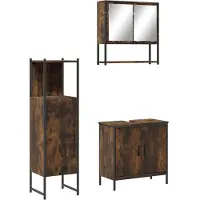vidaXL Ensemble de meubles de salle de bain 3 pièces chêne fumé bois composite
