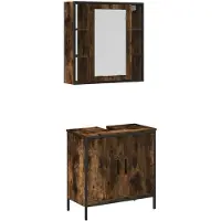 vidaXL set de meubles de salle de bain 2 pièces chêne fumé matériau dérivé du bois