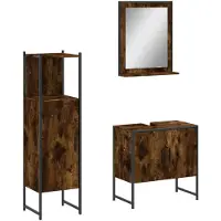 vidaXL set de meubles de salle de bain 3 pièces chêne fumé matériau dérivé du bois