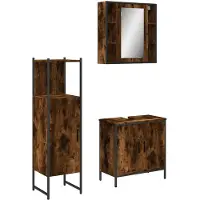 vidaXL Ensemble de meubles de salle de bain 3 pièces chêne fumé bois composite