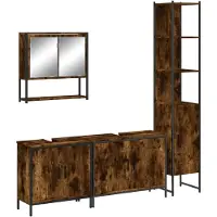 vidaXL Ensemble de meubles de salle de bain 4 pièces chêne fumé bois composite