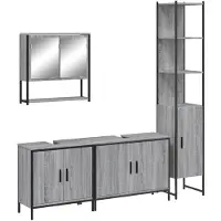 vidaXL Ensemble de meubles de salle de bain 4 pièces Gris Sonoma Bois composite