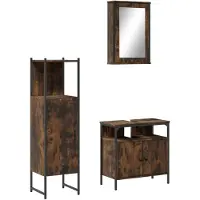 vidaXL Ensemble de meubles de salle de bain 3 pièces chêne fumé bois composite