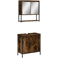 vidaXL set de meubles de salle de bain 2 pièces chêne fumé matériau dérivé du bois