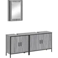 vidaXL Ensemble de meubles de salle de bain 3 pièces Gris Sonoma Bois composite