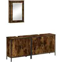 vidaXL Ensemble de meubles de salle de bain 3 pièces chêne fumé bois composite