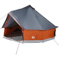 vidaXL Tipi tente familiale 6 personnes Gris et orange Etanche
