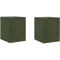 vidaXL Tables de chevet 2 pcs vert olive 34,5x39x44 cm acier