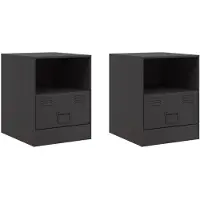 vidaXL Tables de chevet 2 pcs noir 34,5x39x44 cm acier