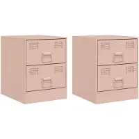 vidaXL Tables de chevet 2 pcs rose 34,5x39x44 cm acier