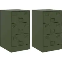 vidaXL Tables de chevet 2 pcs vert olive 34,5x39x62 cm acier