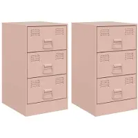 vidaXL Tables de chevet 2 pcs rose 34,5x39x62 cm acier