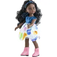 Paola Reina Poupée de mode Marga 32 cm - Poupée avec cheveux et robe noirs