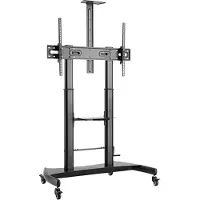 Gembird Pied de support TV - - 10002 - Réglable en hauteur - Roulettes - Acier noir