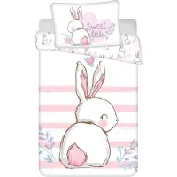 Jerry Fabrics Parure de lit bébé Bunny rose avec lapin 100x135 + 40x60 cm