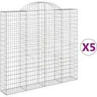 vidaXL Gabions avec arc surélevé 5 pcs. 200x30x180/200cm Fer galvanisé