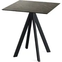 Veba Infinity - Table de patio, structure noire + plateau HPL effet marbre Midnight, 70 x 70 cm, 1 pièce