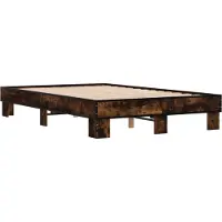 vidaXL Cadre de lit en chêne fumé 140x190 cm Bois composite et métal