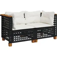 vidaXL Canapés d'angle de jardin et coussins 2 pcs noir résine tressée