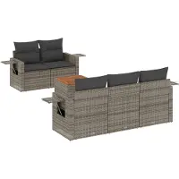 vidaXL Ensemble de salon de jardin 6 pièces avec coussins Gris Poly rotin