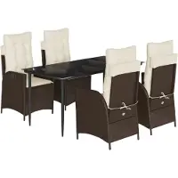 vidaXL Ensemble de jardin 5 pièces avec coussins Marron Poly rotin