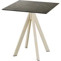 Veba Infinity - Table de patio, structure couleur sable + plateau HPL effet marbre Midnight, 70 x 70 cm, 1 pièce