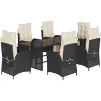 vidaXL Ensemble de jardin 7 pièces avec coussins Noir Poly Rattan