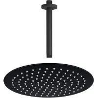 FortiFura Calvi Tête de Douche - 25cm - ronde - bras de plafond 20cm - noir mat SW720553/SW377853
