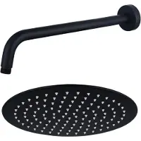 FortiFura Calvi Tête de Douche - 25cm - ronde - bras mural 35cm - noir mat SW720553/SW720560