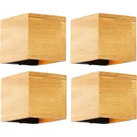QAZQA Ensemble de 4 lampes murales intelligentes en bois de chêne avec Wi-Fi G9 - Transfer