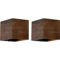 QAZQA Lot de 2 appliques murales en bois de noyer avec Wi-Fi G9 - Transfer